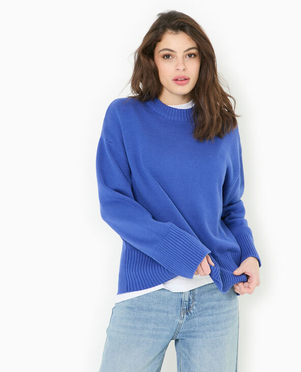 Pull oversize avec grands bord-côtes bleu électrique - Pimkie