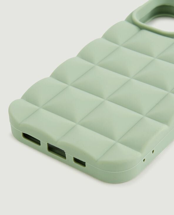 Coque iPhone effet matelassé vert de gris - Pimkie