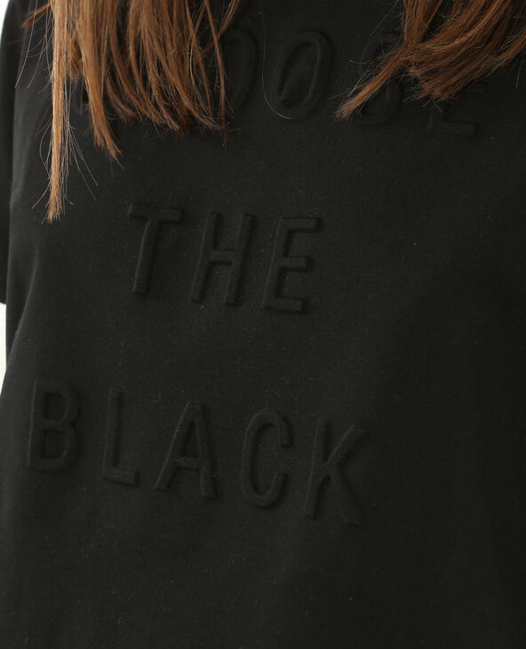 T-shirt cropped message 3D noir - Pimkie