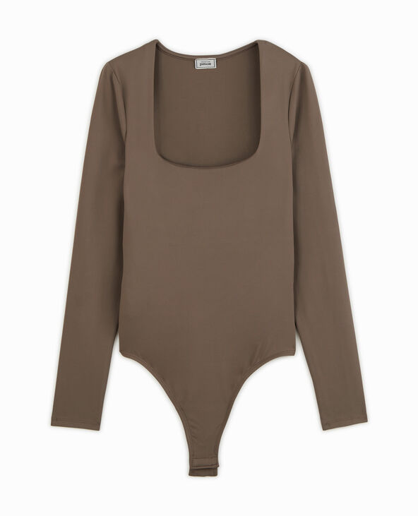 Body manches longues encolure carrée taupe - Pimkie