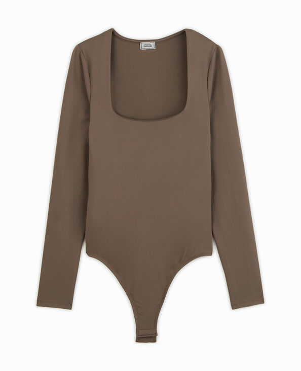 Body manches longues encolure carrée taupe - Pimkie