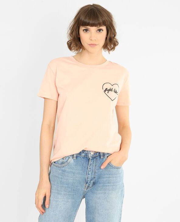 T-shirt brodé rose clair - Pimkie