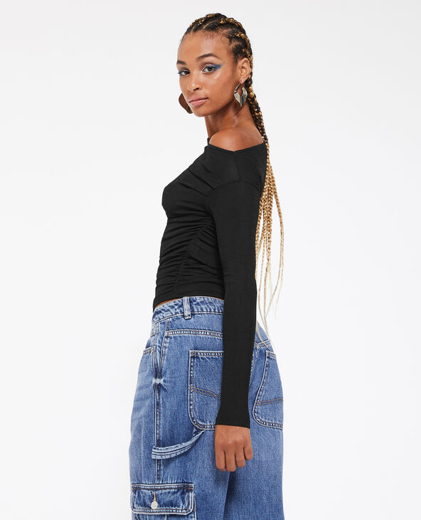 Top manches longues effet drapé noir - Pimkie