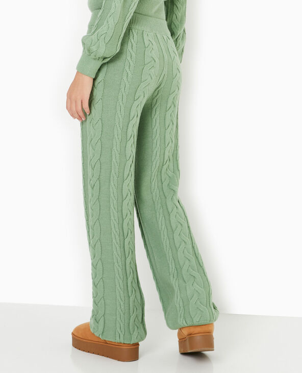 Pantalon droit en maille torsadée vert - Pimkie