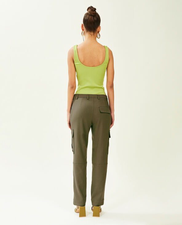 Pantalon cargo uni vert kaki - Pimkie