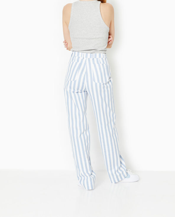 Pantalon droit taille haute avec rayures bleu - Pimkie