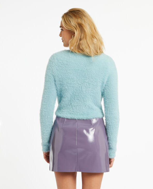 Gilet court en maille poilue bleu - Pimkie