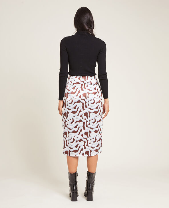 Jupe midi en tissu satiné noir - Pimkie