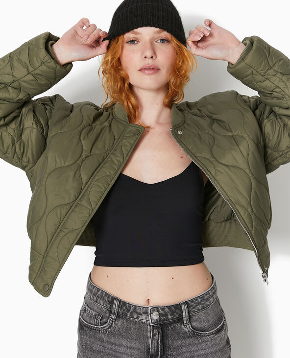 Blouson matelassé forme bombers vert kaki - Pimkie