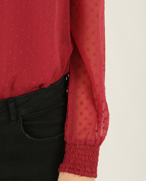 Blouse plumetis et volants bordeaux - Pimkie
