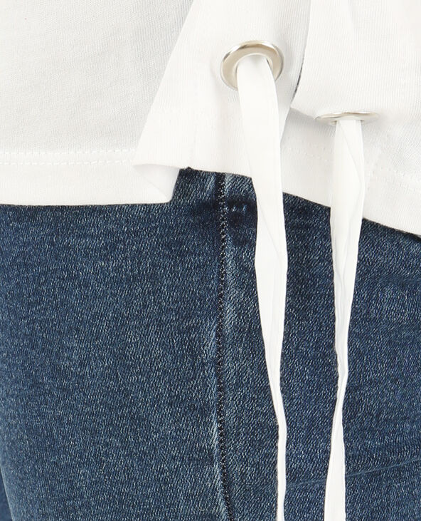 T-shirt à lacets blanc - Pimkie