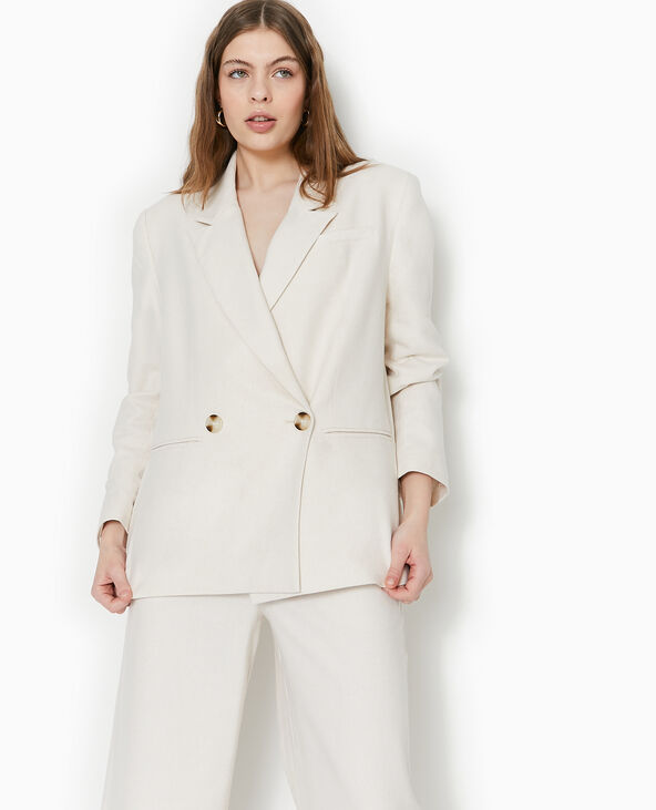 Veste blazer en tissu effet lin rustique blanc - Pimkie