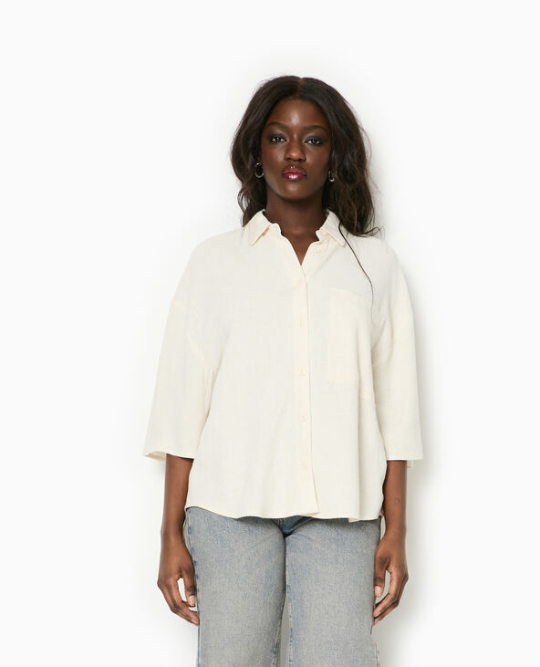 Chemise oversize avec lin beige - Pimkie