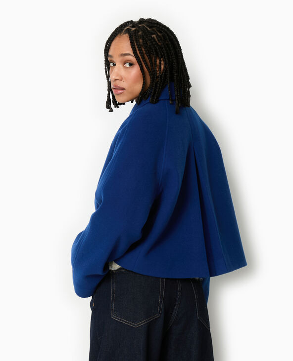 Manteau court drap de laine bleu marine - Pimkie
