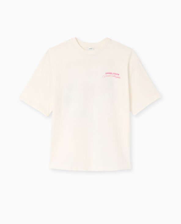 T-shirt oversize avec print poitrine et dos blanc - Pimkie