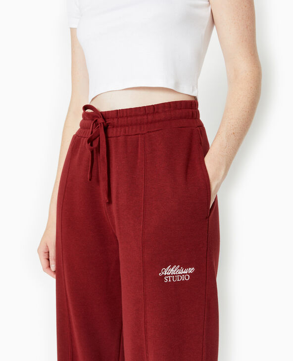 Pantalon de jogging droit avec broderie bordeaux - Pimkie