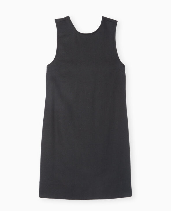 Robe courte lin avec dos dégagé et boutonné noir - Pimkie