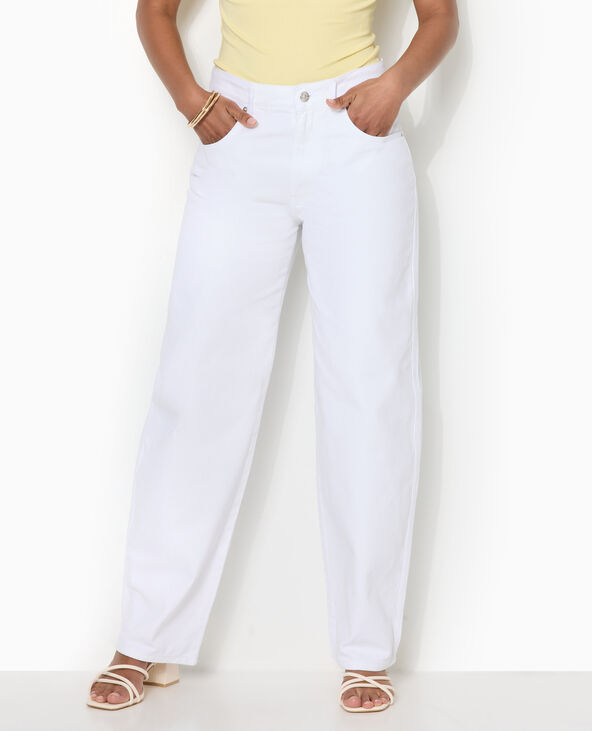 Jean barrel taille haute blanc - Pimkie