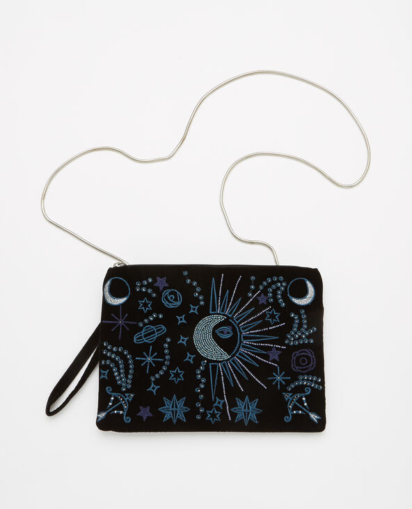 Pochette velours perles noir - Pimkie