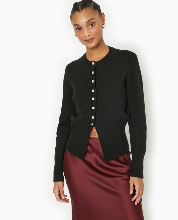 Gilet cintré avec boutons perles noir - Pimkie