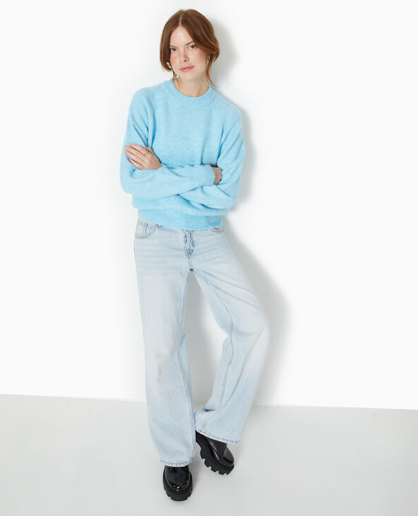 Pull oversize col rond manches raglan bleu turquoise - Pimkie