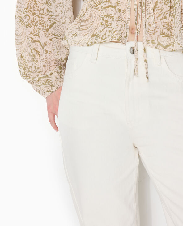 Jean droit taille haute avec bas coupés blanc - Pimkie