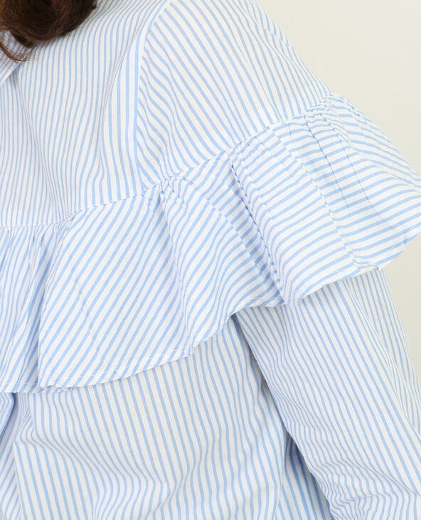 Chemise rayée à volant blanc - Pimkie