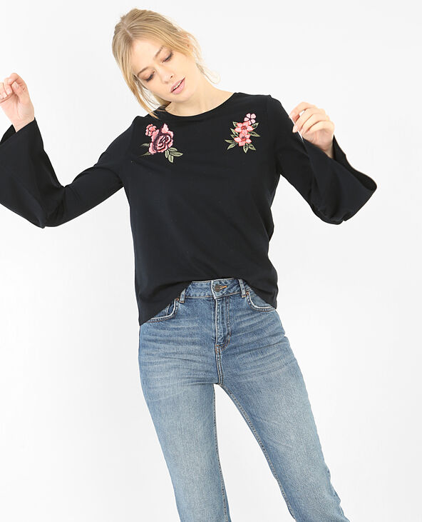 T-shirt  manches pagodes noir - Pimkie