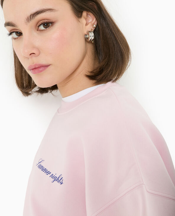 Sweat col rond avec print poitrine et dos rose - Pimkie