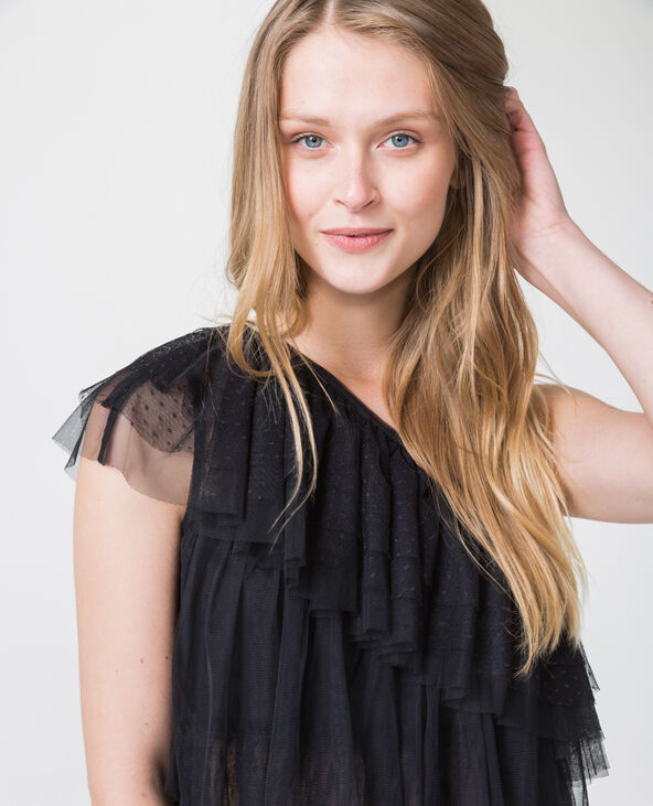 Top asymétrique à volants noir - Pimkie