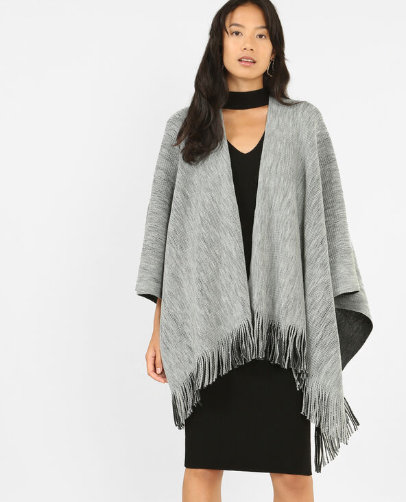 Poncho à franges gris foncé - Pimkie