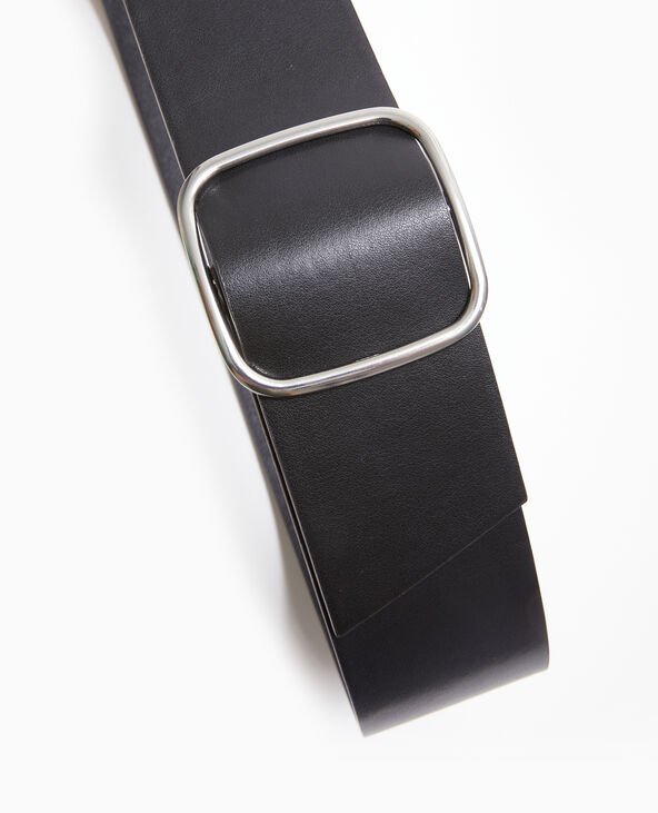Ceinture large avec boucle carrée noir - Pimkie