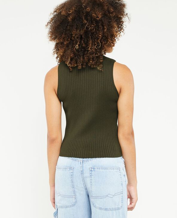 Top col roulé sans manches vert kaki - Pimkie