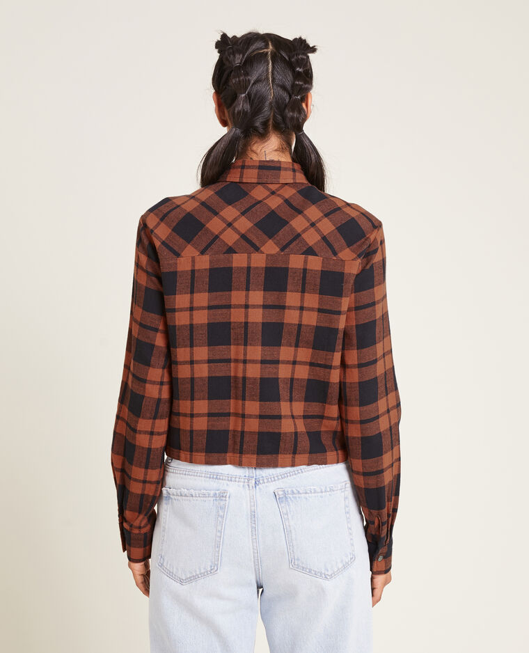 Chemise courte à carreaux orange - Pimkie