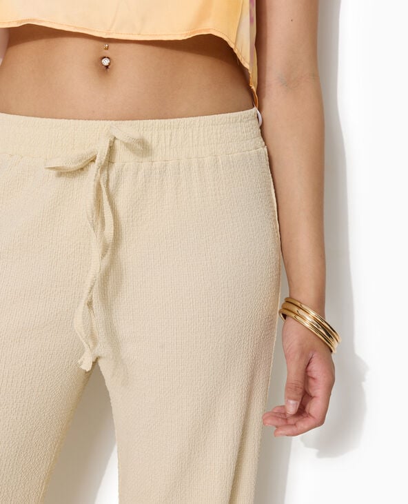 Pantalon large en tissu reliefé blanc - Pimkie