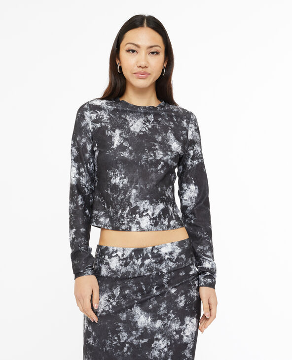 Top manches longues motif marbre noir - Pimkie