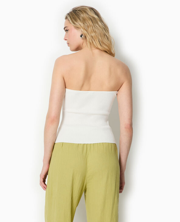 Top bustier en maille côtelée blanc - Pimkie