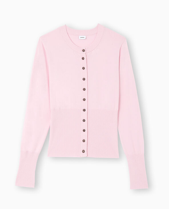 Gilet en maille fine avec taille bord-côtes Rose poudré - Pimkie