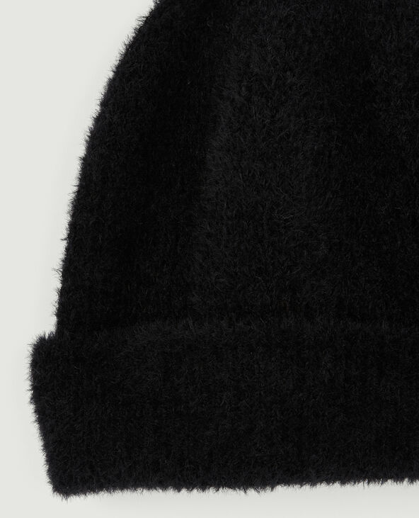 Bonnet en maille fluffy noir - Pimkie