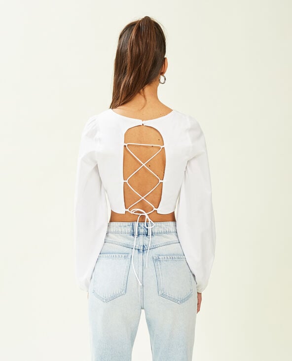Top style corset à manches longues blanc - Pimkie