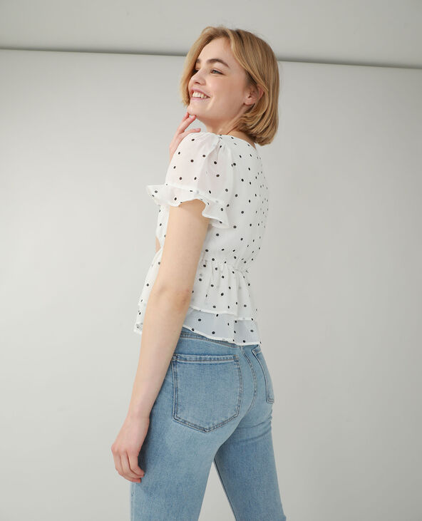 Top à volants et à pois blanc - Pimkie