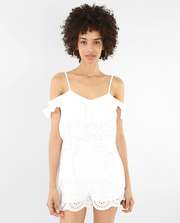 Combishort avec broderie anglaise blanc - Pimkie