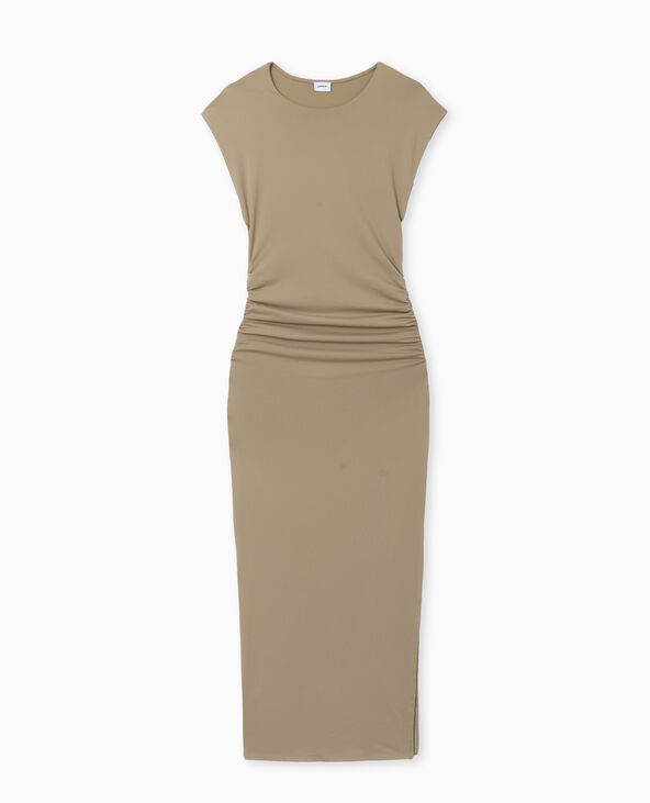 Robe longue sans manches avec fronces vert kaki - Pimkie