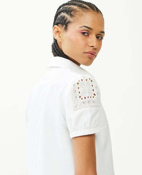 Chemise courte avec dentelle blanc - Pimkie