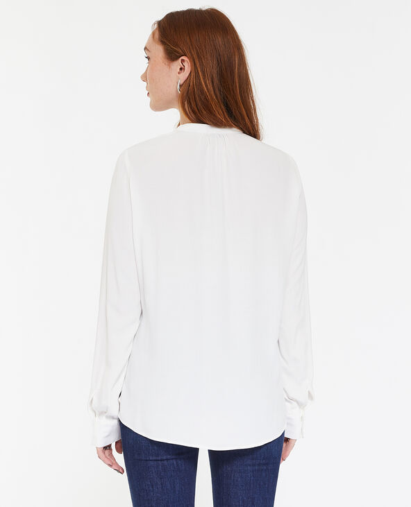 Blouse manches longues en tissu crêpe écru - Pimkie