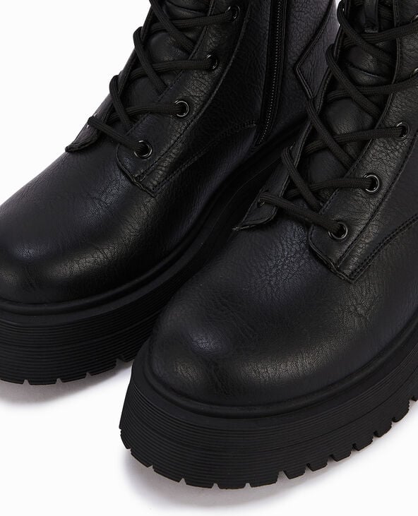 Bottines montantes à lacets noir - Pimkie