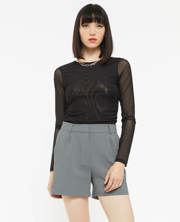 Short taille haute avec pinces gris foncé - Pimkie