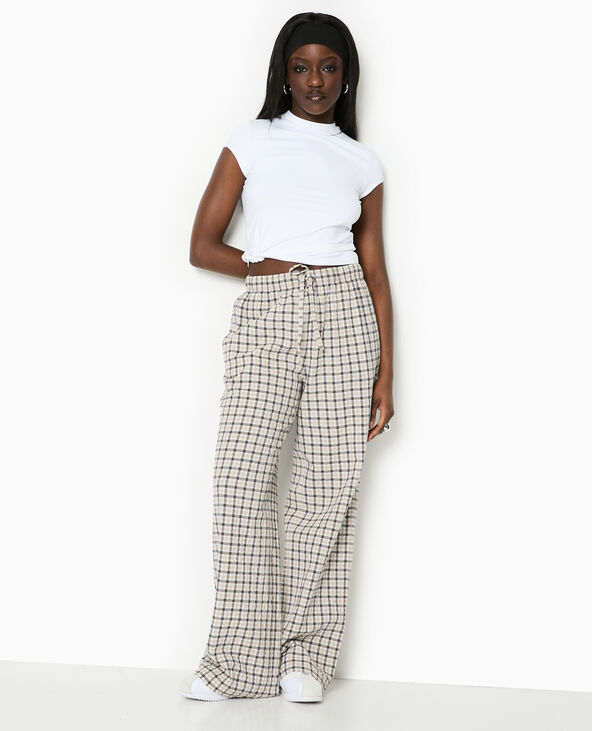 Pantalon droit à carreaux blanc - Pimkie