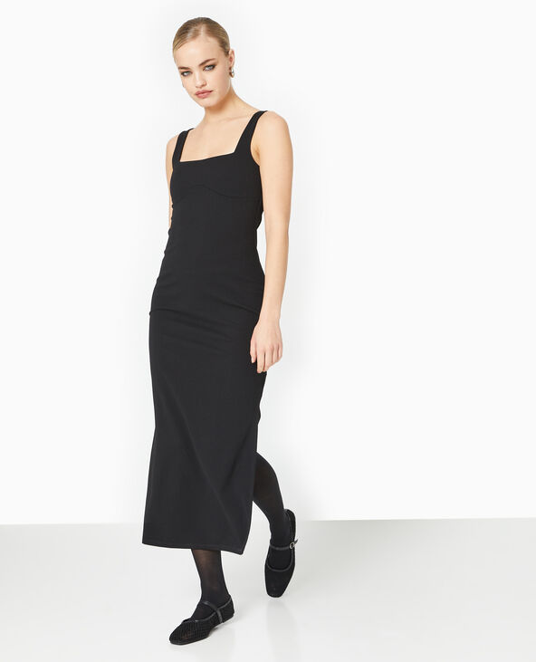 Robe longue à bretelles encolure carrée  noir - Pimkie