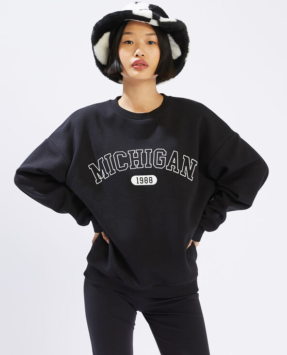 Sweat oversize Michigan noir - Pimkie